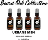 Urbane Men Beard Oil Set - Sandalwood, Cedarwood, Vanilla, Unscented - 4 x 30ml