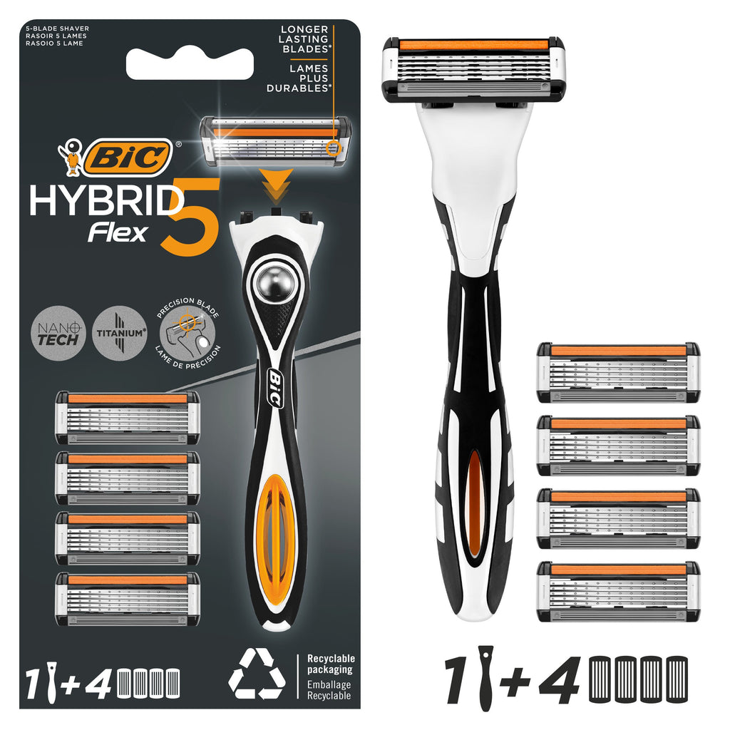 Bic Hybrid 5 Flex Shaving Razor with 4 Replacement Blades
