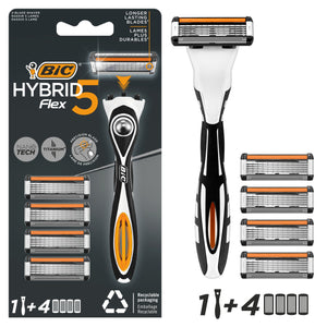 Bic Hybrid 5 Flex Shaving Razor with 4 Replacement Blades