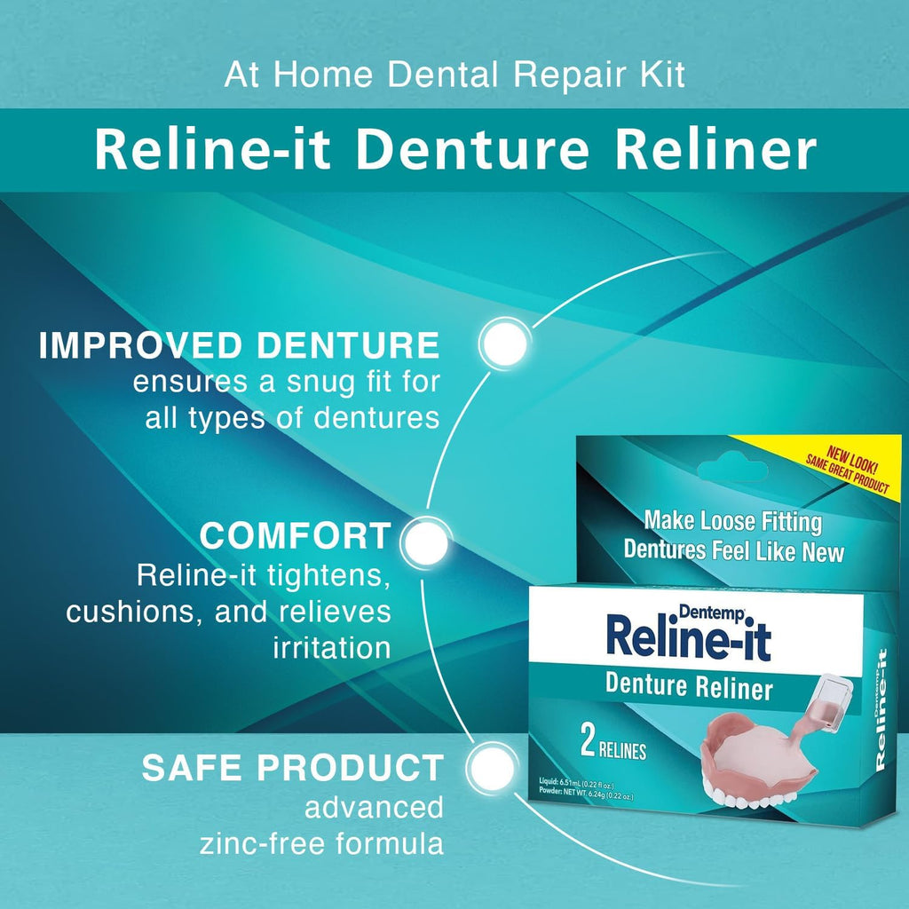 2 PACK - Dentemp Reline-it Denture Reliner - 2 Relines in each pack