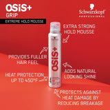 Schwarzkopf Osis+ Plus GRIP - Extreme Hold Mousse Hair Styling 200ml