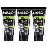 L'Oreal Men Expert Pure Charcoal Purifying Black Clay Face Mask 50ml (3 PACK)