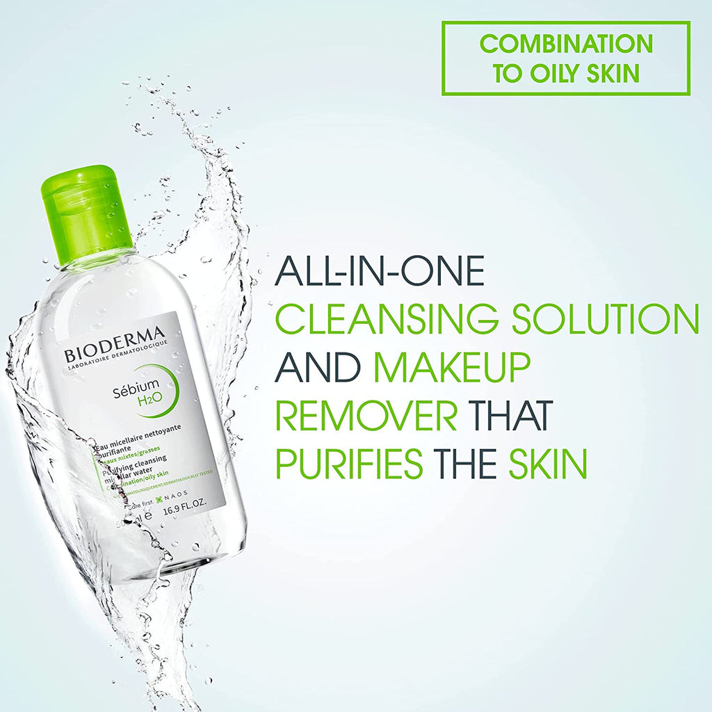 Bioderma Sebium H2O Make Up Removing Micellar Water Oily/Comb Skin (Multiple Packs)