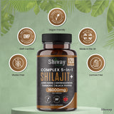 Shivay Herbals Shilajit 16000mg Complex 5 in 1 with Ashwagandha + Lions Mane - 120 Vegan Capsules - 4 Month Supply - High Strength Pure Himalayan Shilajit