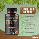 Shivay Herbals Shilajit 16000mg Complex 5 in 1 with Ashwagandha + Lions Mane - 120 Vegan Capsules - 4 Month Supply - High Strength Pure Himalayan Shilajit