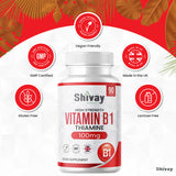 Vitamin B1 Thiamine 100mg Supplement - 90 Vegan Tablets - 3 Months Supply - Supports Heart, Nervous, Immune Function - Made in The UK - Shivay Herbals