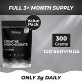Creatine Monohydrate Powder 300g – 100 Servings – 100% Pure Vegan Creatine – Unflavoured – Premium Micronised Formula – Packed in The UK by Shivay Herbals