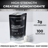 Creatine Monohydrate Powder 300g – 100 Servings – 100% Pure Vegan Creatine – Unflavoured – Premium Micronised Formula – Packed in The UK by Shivay Herbals