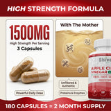 Shivay Herbals Apple Cider Vinegar Complex with The Mother 180 Capsules - 1500mg ACV per Serving with Turmeric, Ginger, Cayenne & Bio Cultures