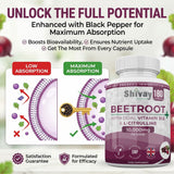 Shivay Herbals Beetroot Complex 10,000mg with Dual Vitamin B12, L-Citrulline, Black Pepper - 180 Vegan Capsules - 6% Nitrates – Energy, Fatigue Reduction UK Made