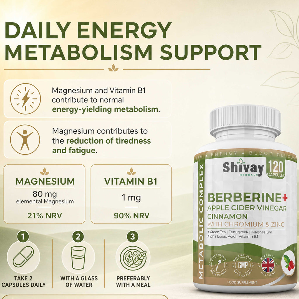Berberine 11-in-1 Complex with ACV,Cinnamon,Chromium,Zinc - 120 Vegan Capsules