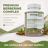 Berberine 11-in-1 Complex with ACV,Cinnamon,Chromium,Zinc - 120 Vegan Capsules