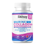 Shivay Herbals Marine Collagen Complex with Vitamin C, Hyaluronic Acid, Biotin | 1000mg Hydrolysed Type I Collagen Supplement for Hair Skin Nails | 120 Capsules - 2 Month Supply