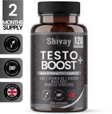 Shivay Herbals Natural Testosterone Booster for Men – 120 Vegan Capsules – 2 Month Supply – with Zinc, B6, Ginseng, Maca, Tribulus – Energy, Vitality, Muscle Support – Made in UK