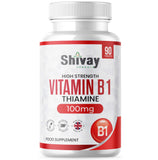 Vitamin B1 Thiamine 100mg Supplement - 90 Vegan Tablets - 3 Months Supply - Supports Heart, Nervous, Immune Function - Made in The UK - Shivay Herbals