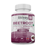 Shivay Herbals Beetroot Complex 10,000mg with Dual Vitamin B12, L-Citrulline, Black Pepper - 180 Vegan Capsules - 6% Nitrates – Energy, Fatigue Reduction UK Made