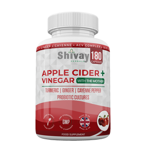 Shivay Herbals Apple Cider Vinegar Complex 1500mg with The Mother turmeric ginger cayenne 180 capsules - UK made