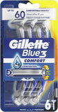 Gillette Blue III Fixed Head Disposable Razors - Pack of 6