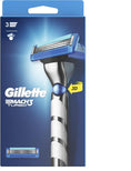 Gillette Mach3 Turbo Men's Shaving Razor with 3D Motion + 2 Razor Blade Refill