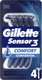 Gillette Sensor 3 Comfort Gel Disposable Shaving Razor Pack of 4