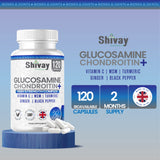 Shivay Herbals Glucosamine and Chondroitin High Strength Complex with Vitamin C, MSM, Turmeric, Ginger, Black Pepper | 120 Capsules - 2 Month Supply | Joint & Bone Support