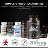 Shivay Herbals Natural Testo Support for Men – 120 Vegan Capsules – 2 Month Supply – with Zinc, B6, Ginseng, Maca, Tribulus – Energy, Vitality, Muscle Support – Made in UK