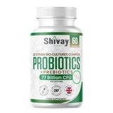 Probiotic & Prebiotic Complex - 77 Billion CFU Per Serving - 20 Live Bio Culture Strains - 60 Vegan Capsules - 1 Month Supply