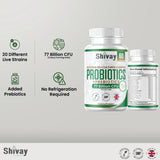 Probiotic & Prebiotic Complex - 77 Billion CFU Per Serving - 20 Live Bio Culture Strains - 60 Vegan Capsules - 1 Month Supply