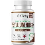 Psyllium Husk 2000mg + 200 Mcfu Lactobacillus Acidophilus Per Serving - Probiotics & Natural Soluble Fiber Supplement - 120 Vegan Capsules - 2 Month Supply - Made in The UK by Shivay Herbals
