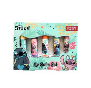 Disney Stitch Lip Balm Set - Set of 5 Fruity Flavoured Lip Balms