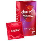 Durex THIN FEEL EXTRA LUBE Regular Fit Condoms - Pack of 12