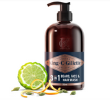 King C Gillette 3 in 1 Beard, Face & Hair Wash - Signature Scent 350ml