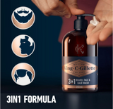 King C Gillette 3 in 1 Beard, Face & Hair Wash - Signature Scent 350ml