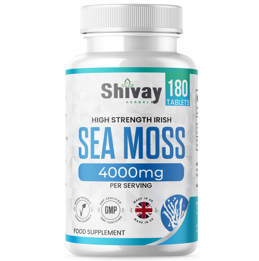 Sea Moss Extract 4000mg Per Serving - 180 Vegan Tablets - 90 Day Supply - High Strength Irish Sea Moss - Made in The UK by Shivay Herbals