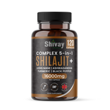 Shivay Herbals Shilajit 16000mg Complex 5 in 1 with Ashwagandha + Lions Mane - 120 Vegan Capsules - 4 Month Supply - High Strength Pure Himalayan Shilajit