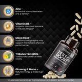 Shivay Herbals Natural Testosterone Booster for Men – 120 Vegan Capsules – 2 Month Supply – with Zinc, B6, Ginseng, Maca, Tribulus – Energy, Vitality, Muscle Support – Made in UK