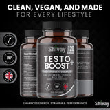 Shivay Herbals Natural Testosterone Booster for Men – 120 Vegan Capsules – 2 Month Supply – with Zinc, B6, Ginseng, Maca, Tribulus – Energy, Vitality, Muscle Support – Made in UK