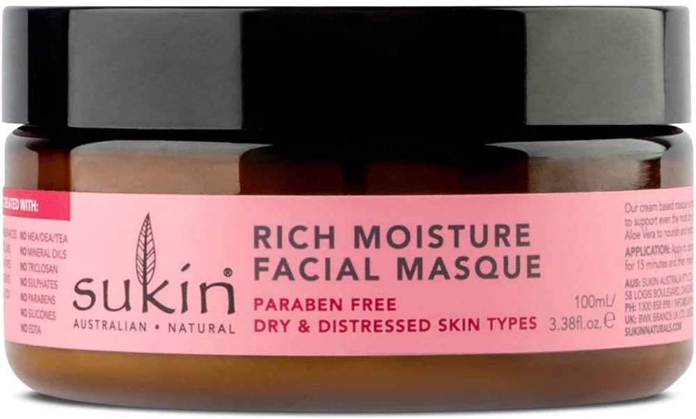 Sukin Natural Rosehip Rich Moisture Facial Masque - Face Mask for Dry Skin 100ml