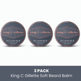 3 pack King C Gillette Soft Beard Balm Conditioning With Cocoa Butter 100ml