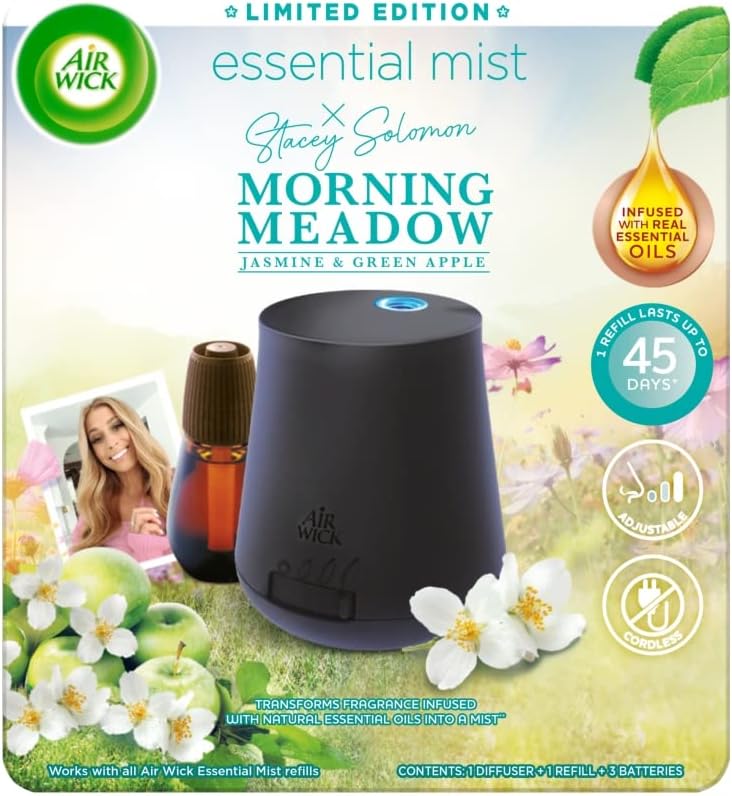 Air Wick Essential Mist Aroma Black Diffuser Kit with Refill - MORNING MEADOW