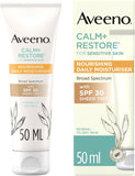 Aveeno Calm + Restore Nourishing Daily Moisturiser SPF 30 50ml For Sensitive Skin-Normal To Dry Skin