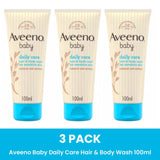 3Pack Aveeno Baby Daily Care Hair & Body Wash 100ml Sensitive Skin