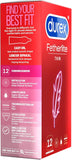 Durex Fetherlite Thin Condoms 12 Pack | Ultra Thin, Natural Feeling, Lubricated Latex