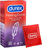 Durex Feeling Extra – 10 Pack Men's Condoms Fine and Extra Lubricated