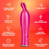 Durex Vibe & Tease 2-in-1 Vibrator with Teaser Tip - Water Resistant USB Charger