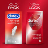 Durex Thin Feel REGULAR FIT Condoms for More Sensitivity - Pack of 12