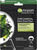 Garnier Skin Active Pure Charcoal Black Tissue Mask - Pack of 5 Masks