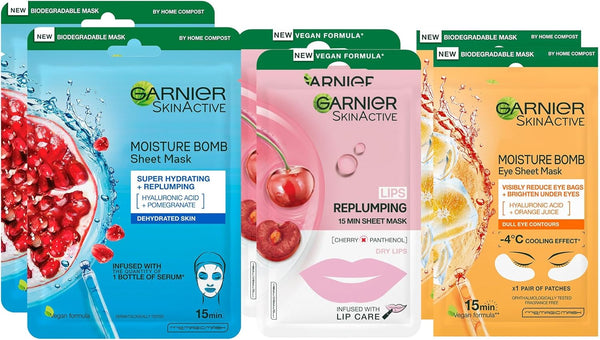 Garnier Sheet Masks Ultimate Face Collection Set of 6 Masks for Face ...