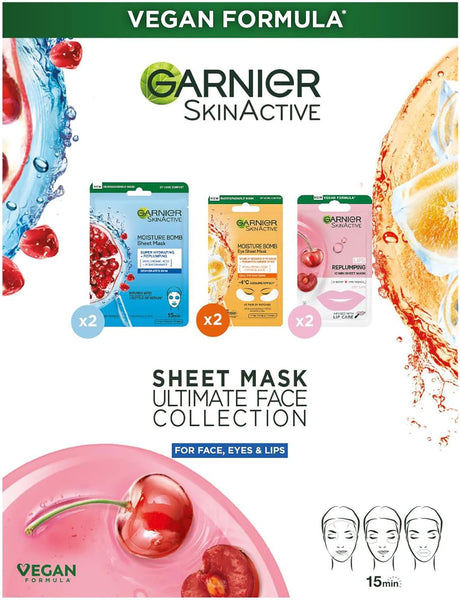 Garnier Sheet Masks Ultimate Face Collection Set of 6 Masks for Face ...