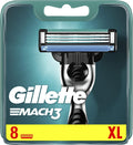 Gillette Mach3 XL Razor Blades 8 Pack | Durable 3-Blade Refill Cartridges | Smooth Comfortable Shave